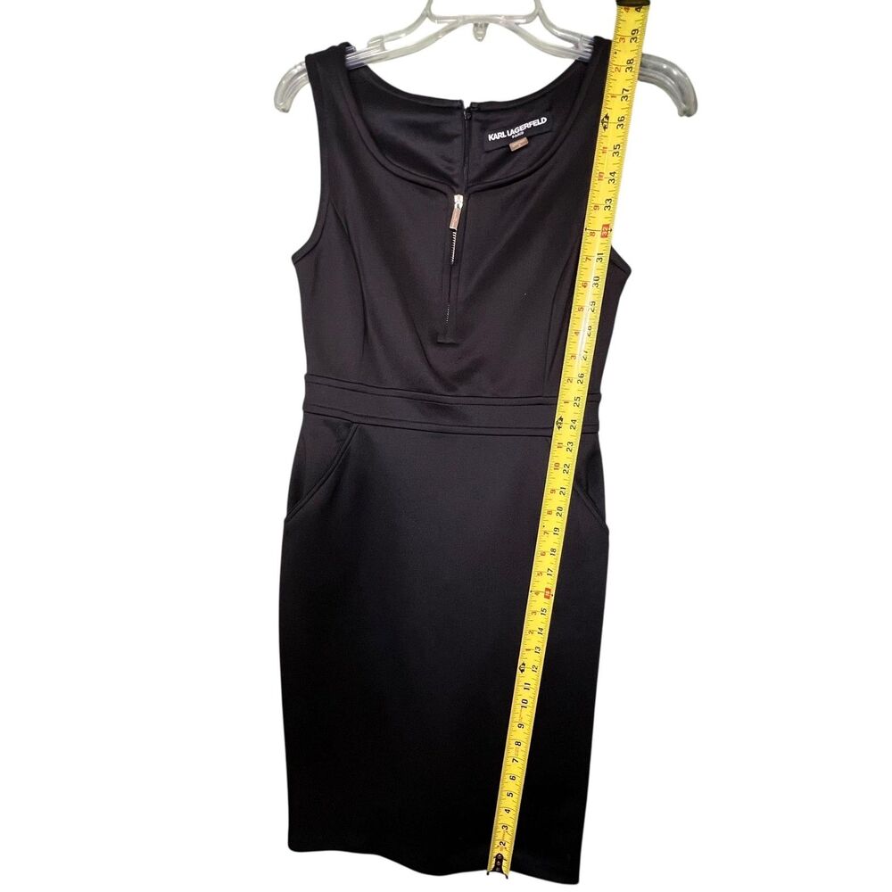 Karl Lagerfeld Paris Dress Womens 4 Sleeveless Sheath Zipper Pockets Career Work - Picture 5 of 12